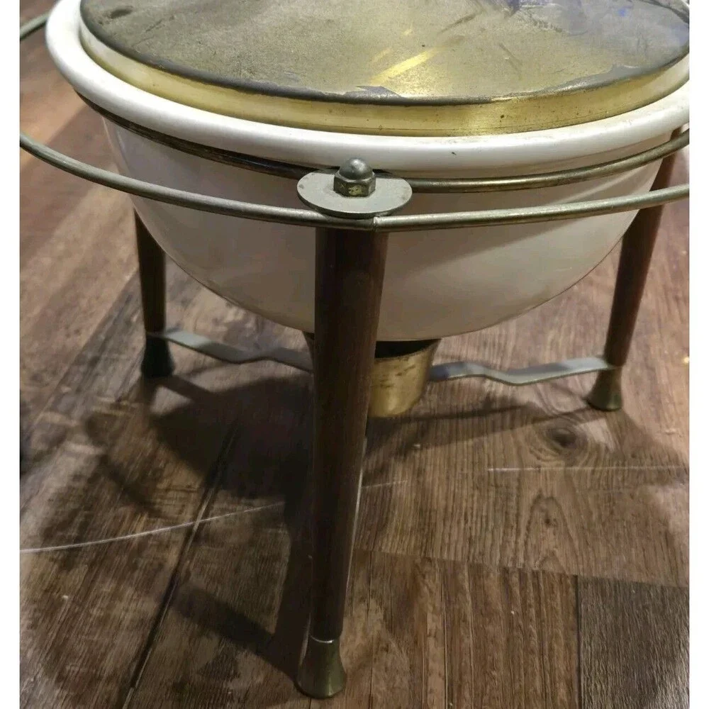 Fiestaware Kitchen Kraft Vintage Ovenserve Ivory Bowl  In Warming Chafing Stand
